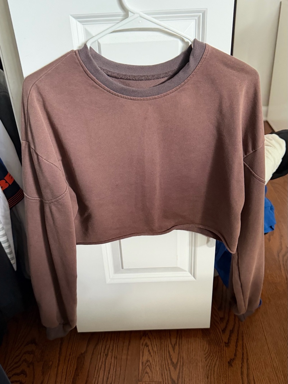 Cropped Mauve Crewneck Sweatshirt - Women Tops